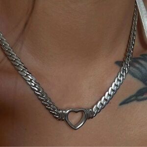 Silver Heart Chain Necklace